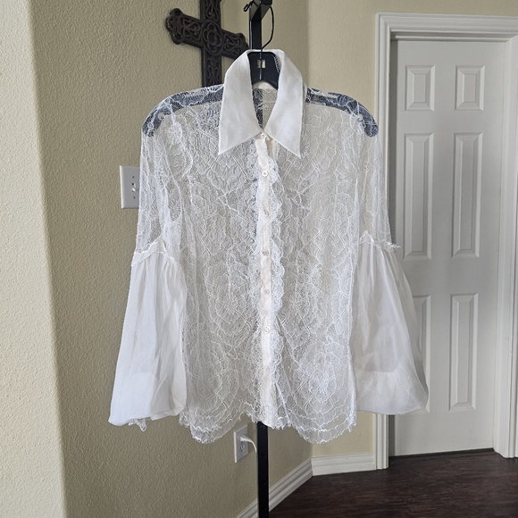 Valentino 3pc Cream and Black Top/Cami/Pant Set Size S - Picture 3 of 15